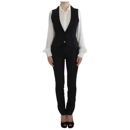 Exte Black One Button Three Piece Suit