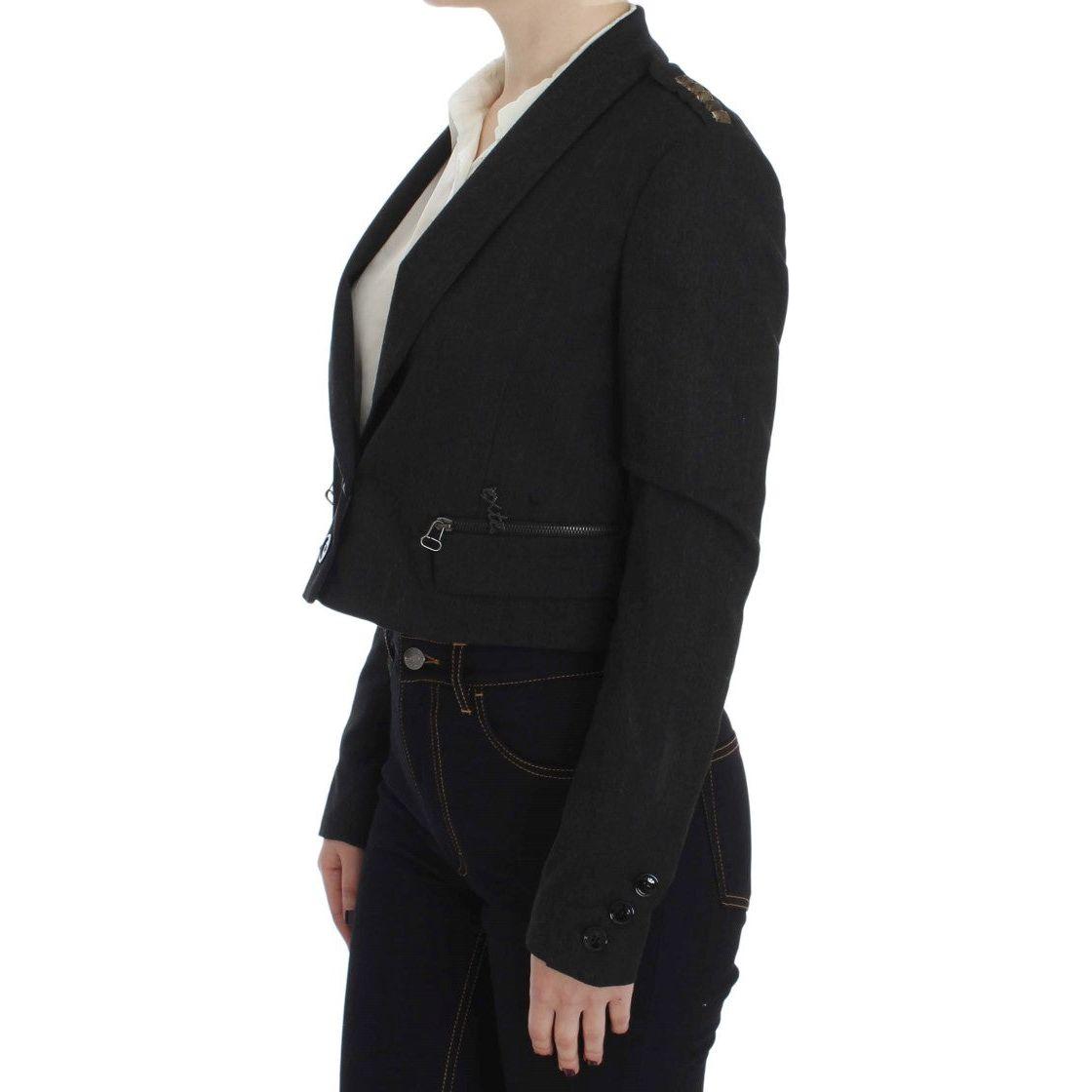 Exte Gray Stretch Gold Studded Short Jacket