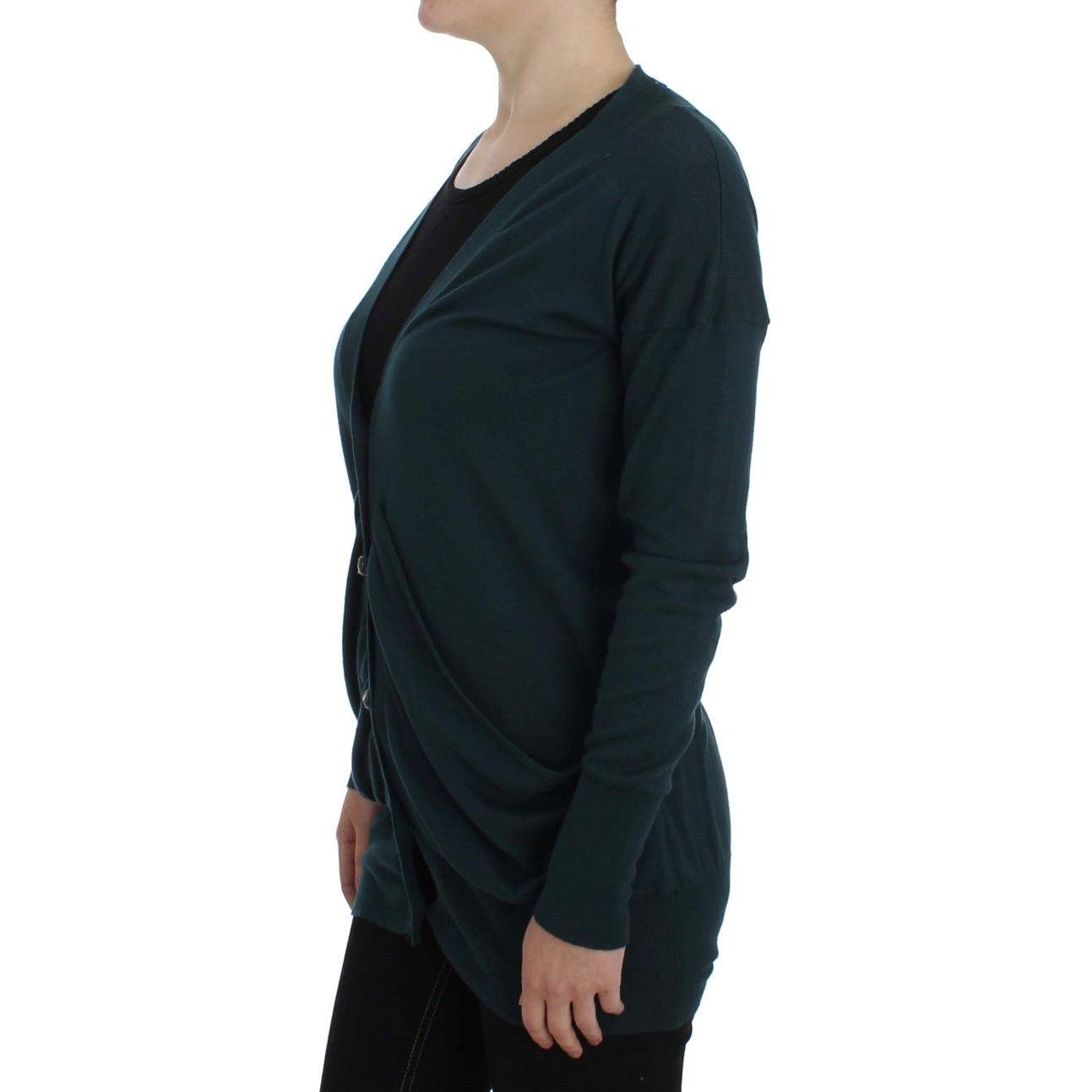 优雅绿色棉质开衫