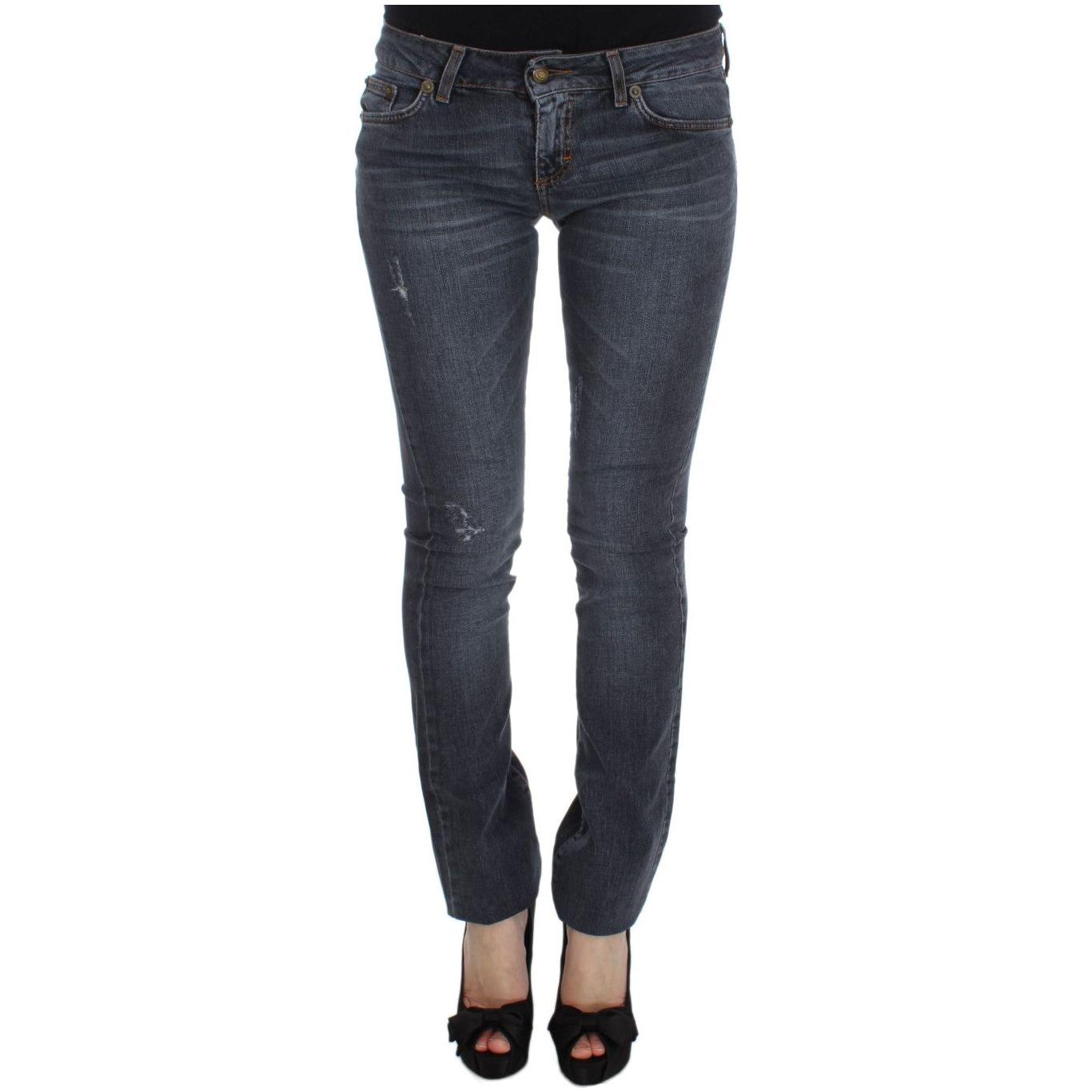 بنطلون جينز كافالي بقصّة Slim Fit باللون الأخضر الماسي والأزرق