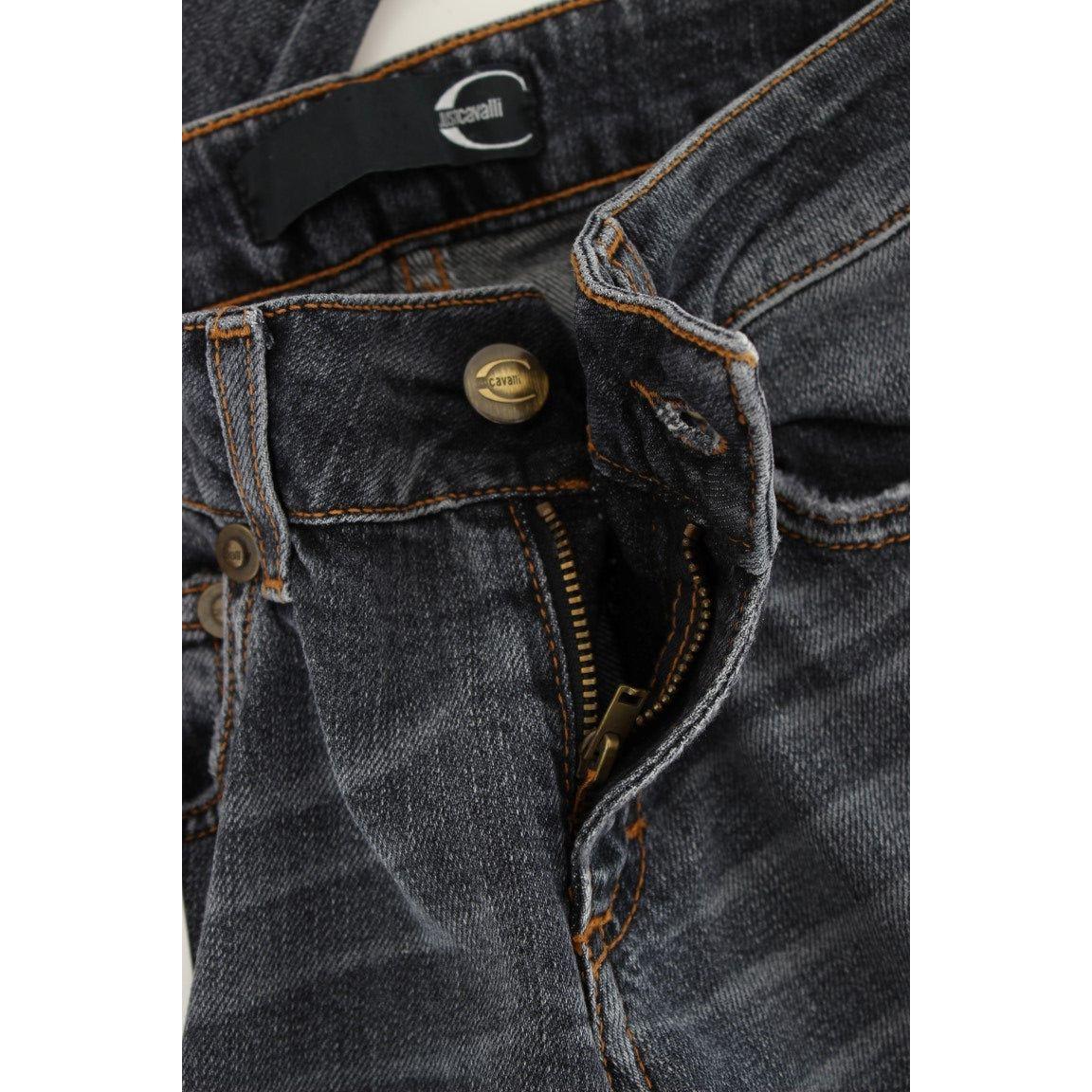 بنطلون جينز كافالي بقصّة Slim Fit باللون الأخضر الماسي والأزرق