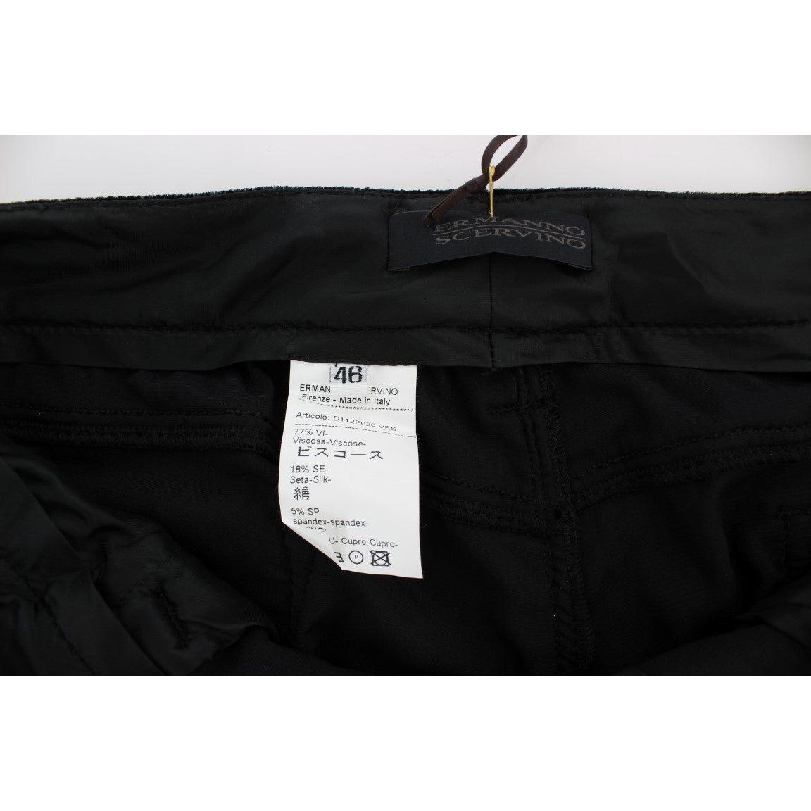 Ermanno Scervino Black Viscose Blend Velvet Slim Fit Pants