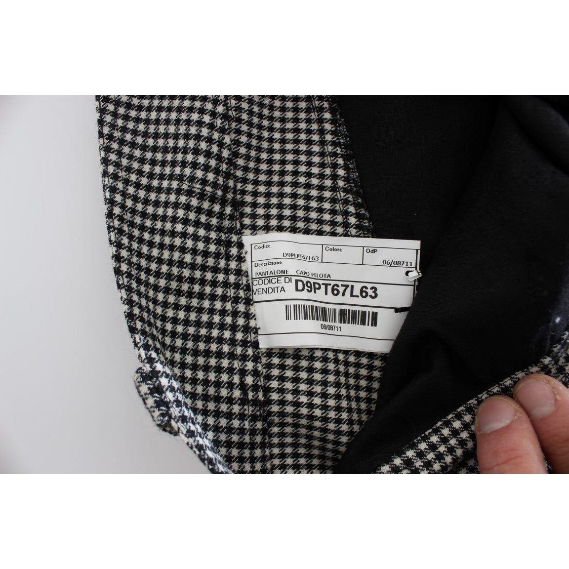 时尚格纹黑白常规版型裤子