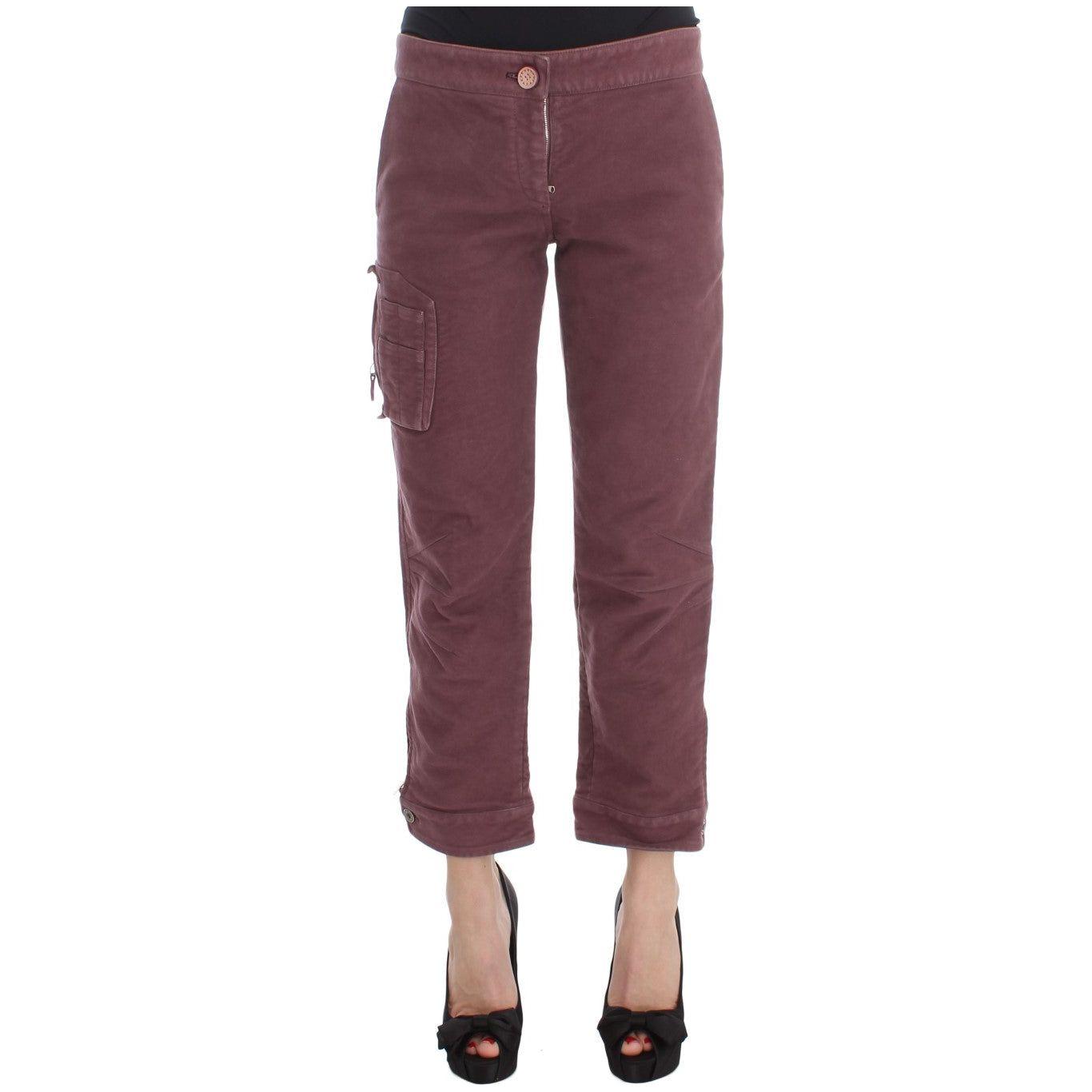 Ermanno Scervino Bordeaux Cotton Cropped Cargo Pants