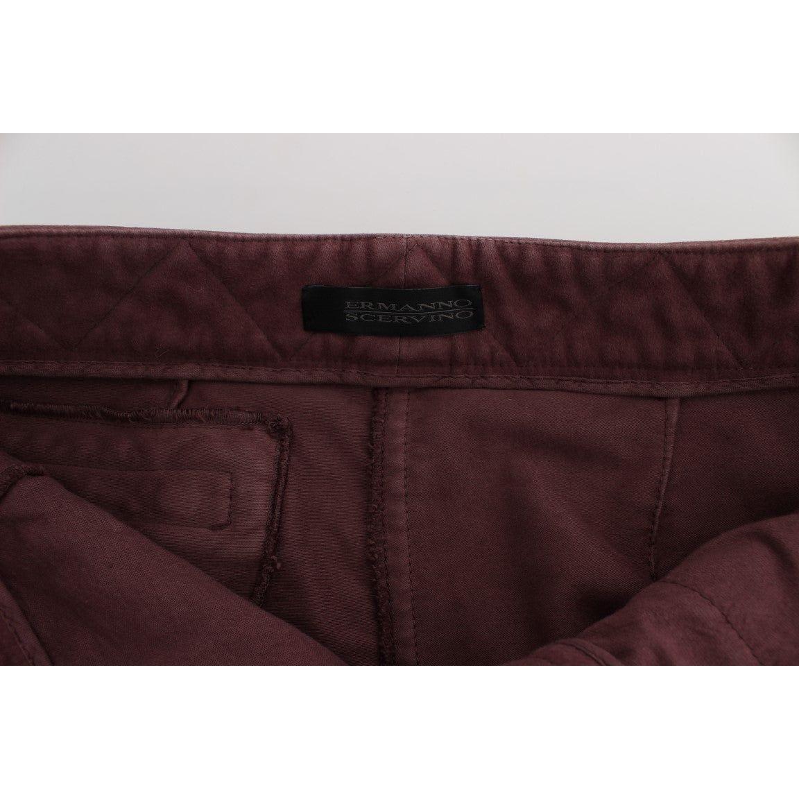 Ermanno Scervino Bordeaux Cotton Cropped Cargo Pants