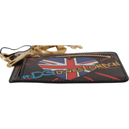 Dolce & Gabbana Black Leather #DGLovesLondon Keyring Cardholder Coin Case