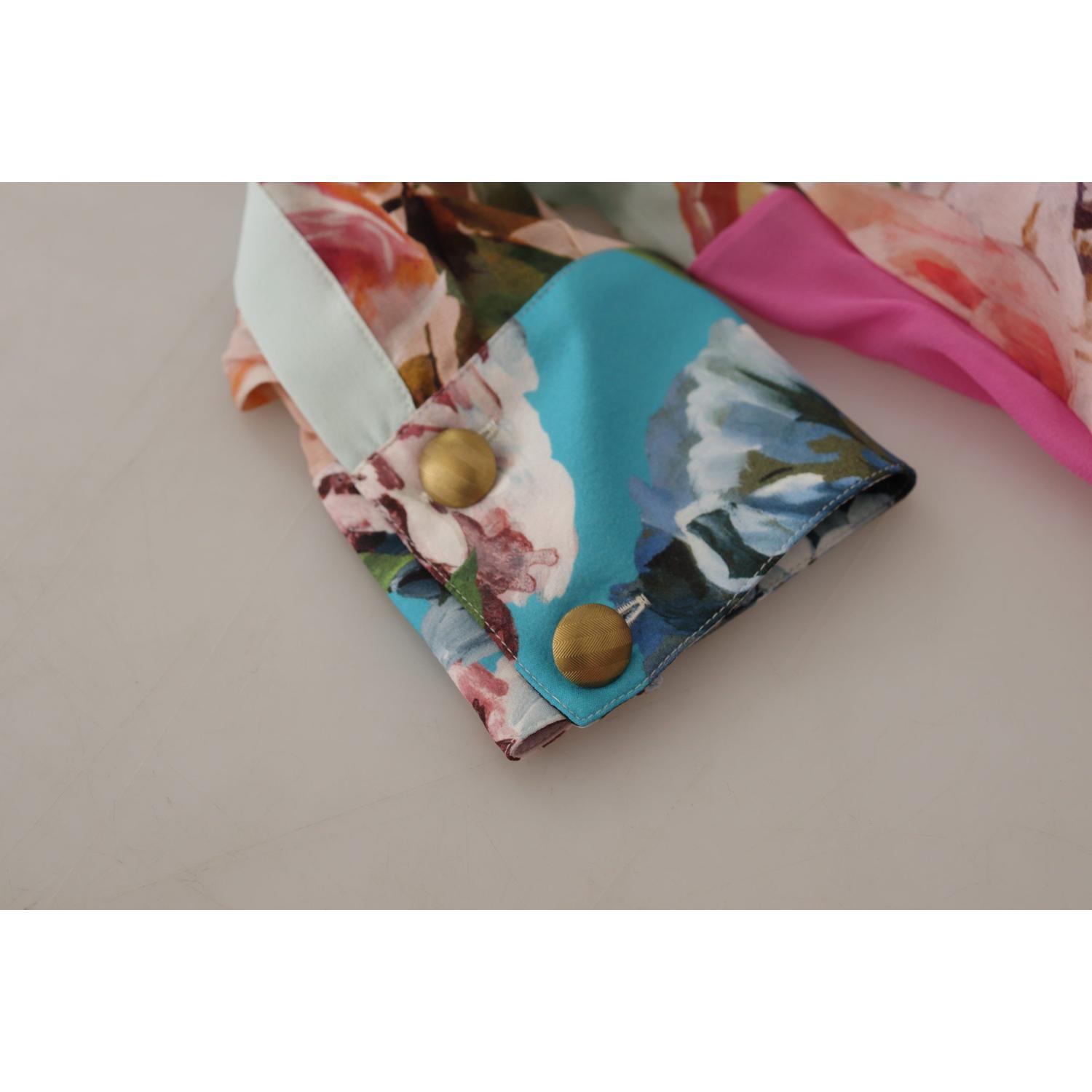 بلوزة من الحرير المزخرفة بالزهور الأنيقة من دولتشي آند غابانا