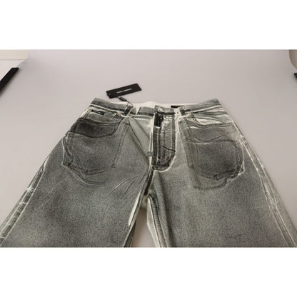 Dolce & Gabbana Grey Washed High Waist Denim Pants Cotton Jeans