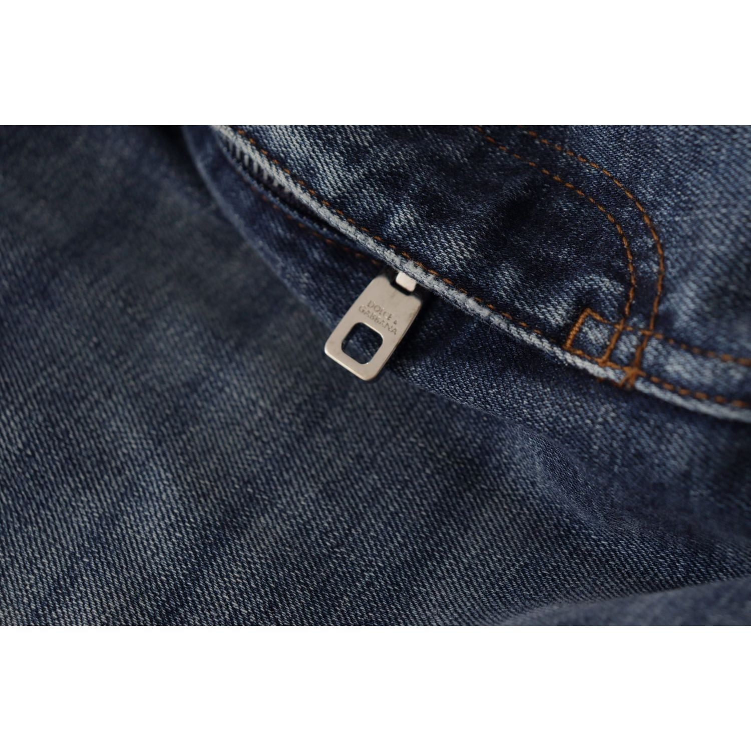 蓝色高腰紧身设计师款牛仔裤