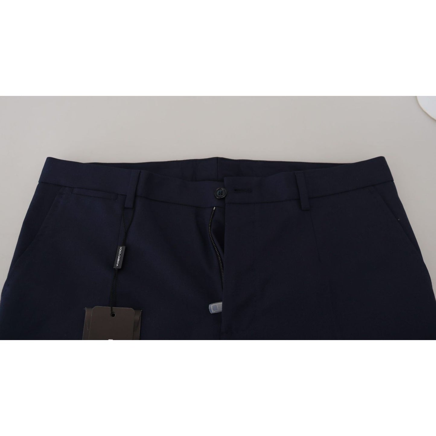 Dolce & Gabbana Blue Linen Cotton Slim Trousers Chinos Pants