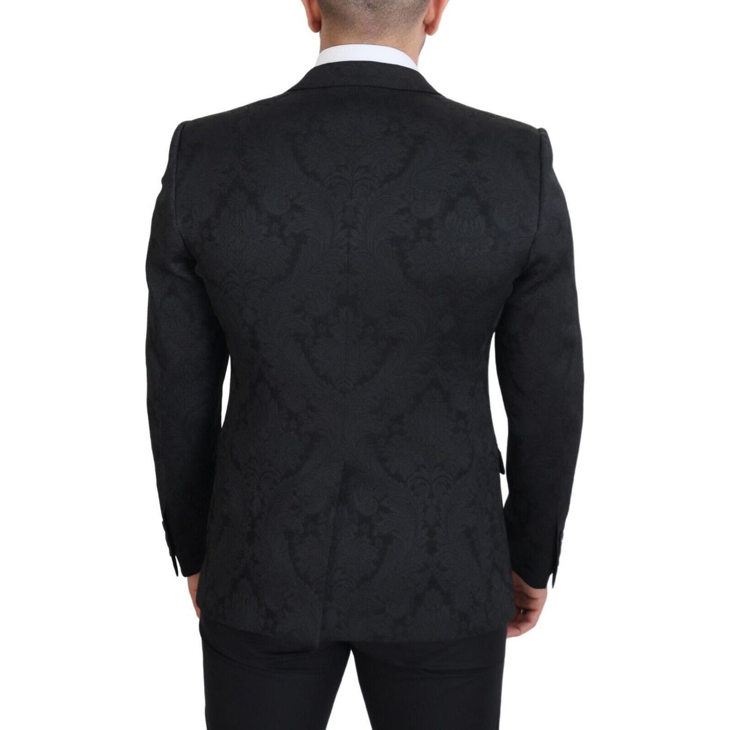 Dolce & Gabbana Black Floral Brocade 2 Piece MARTINI Suit
