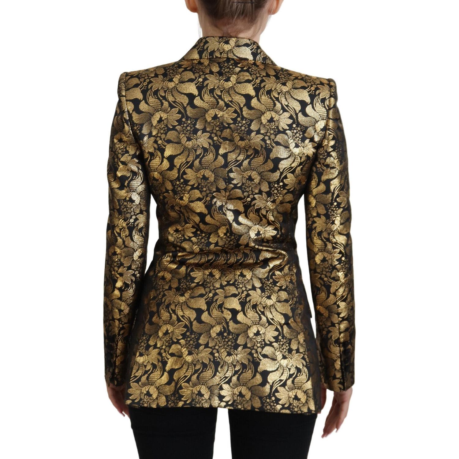 Dolce & Gabbana Black Gold Jacquard Coat Blazer Jacket