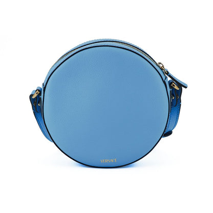 Versace Blue Calf Leather Round Disco Shoulder Bag