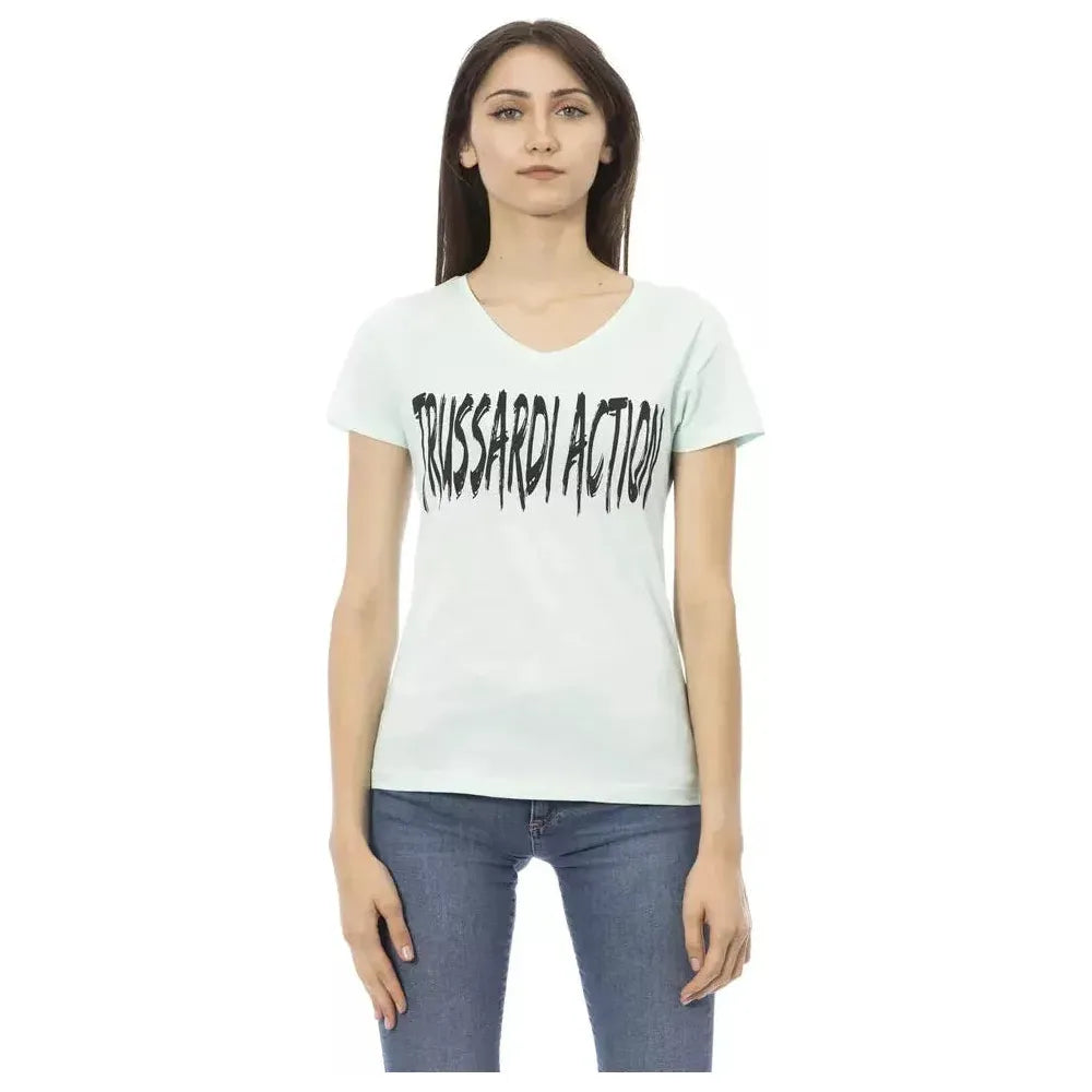 بلوزة نسائية من القطن باللون الأزرق الفاتح من Trussardi Action