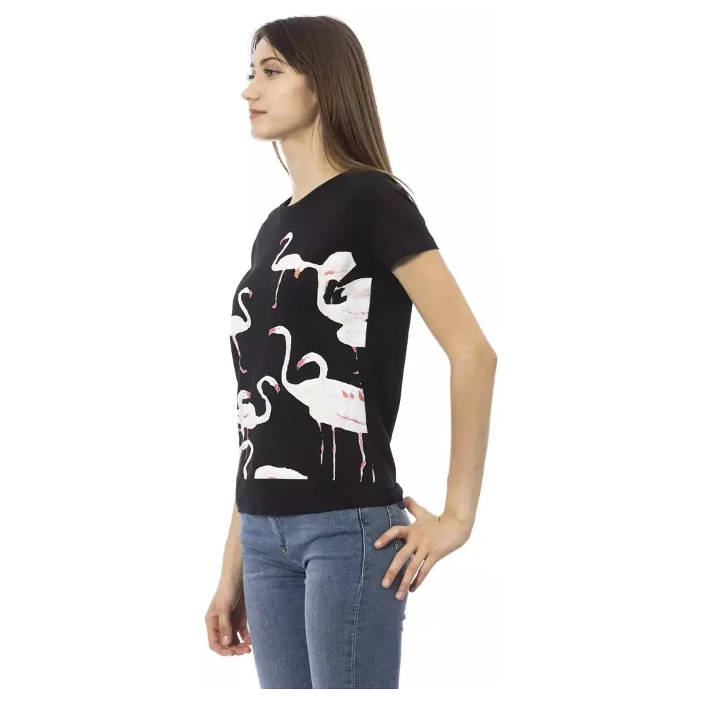 Trussardi Action Chic Black Short Sleeve Round Neck Tee
