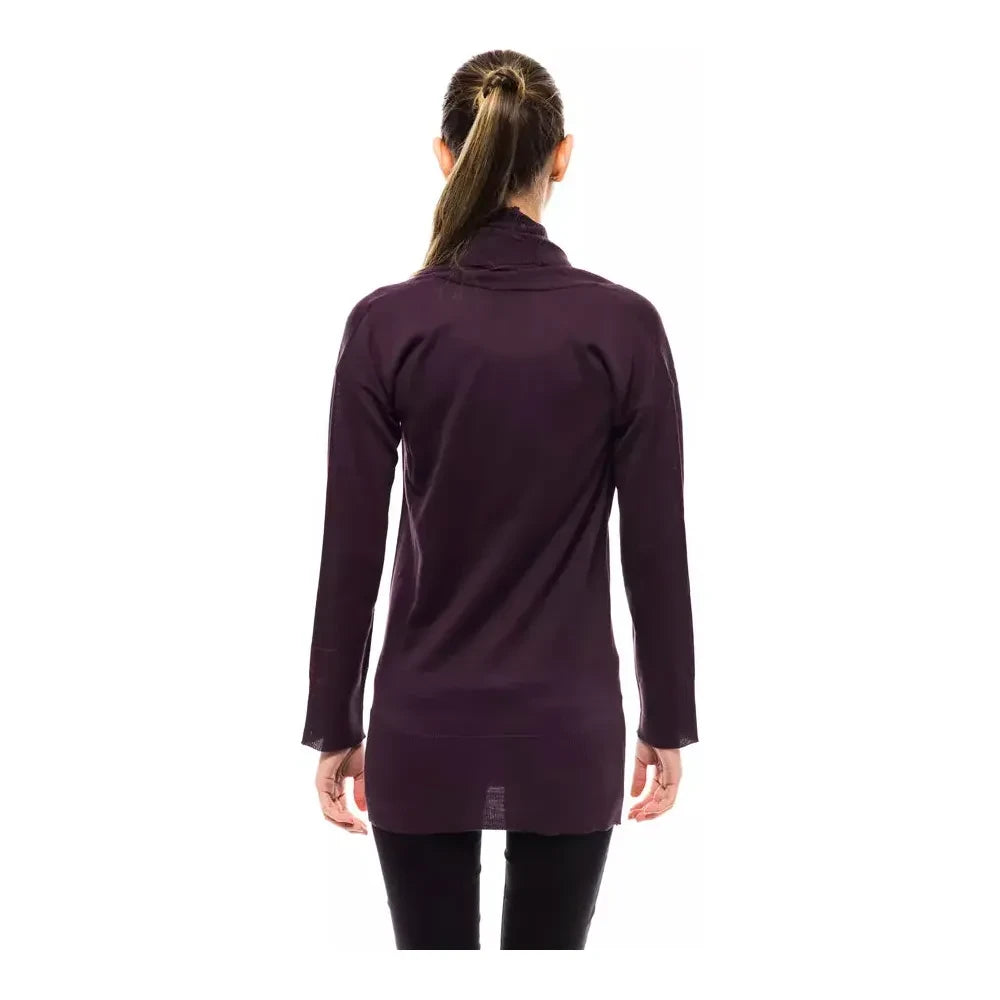 紫色高领缀饰毛衣