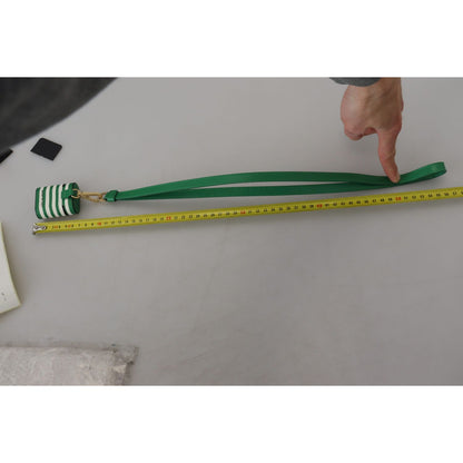 Dolce & Gabbana Green Leather Strap Gold Metal Logo Airpods Case