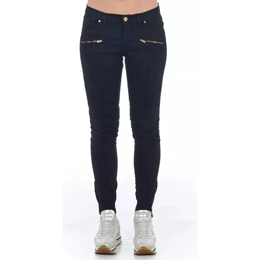Frankie Morello Black Cotton Women Jeans Jeans & Pants