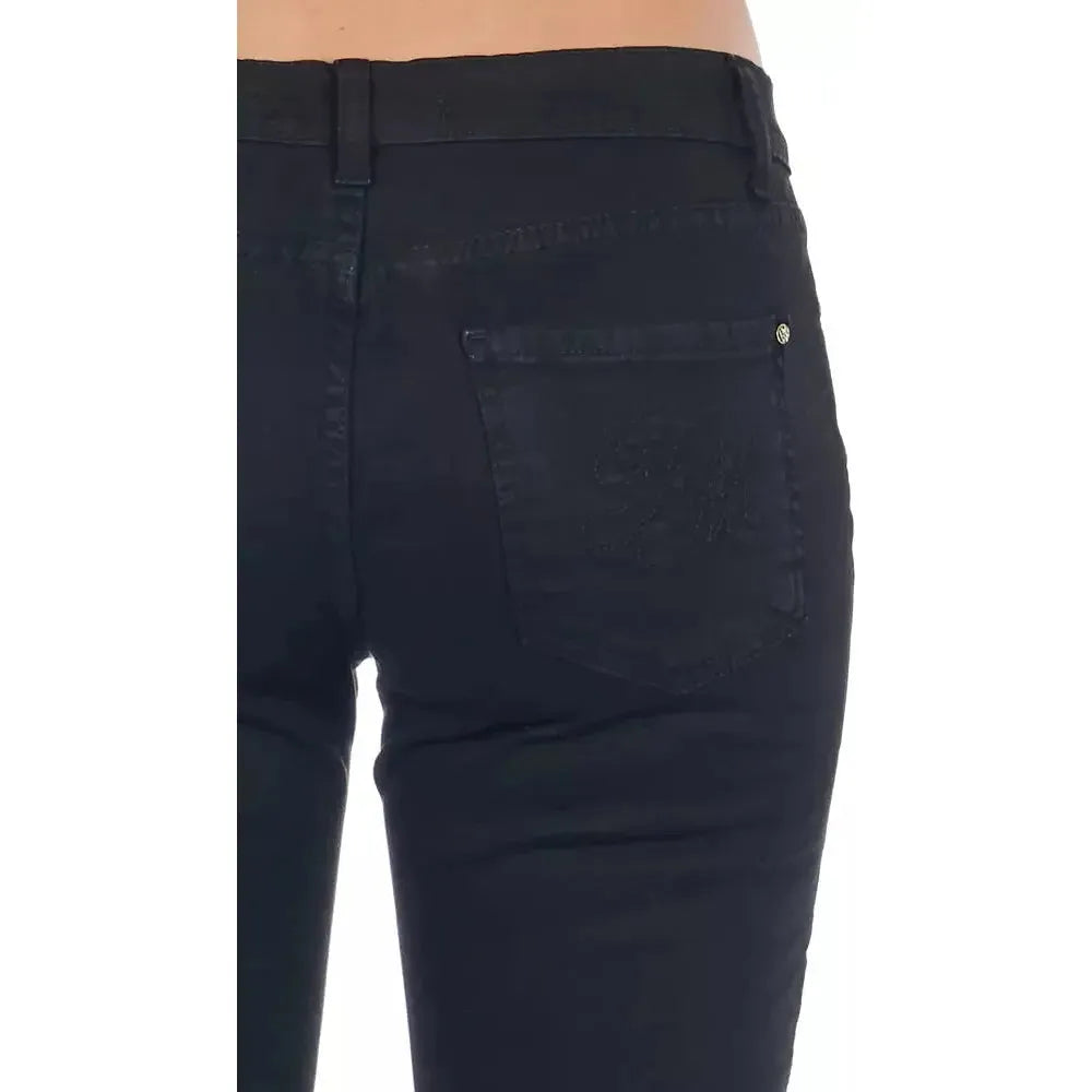 Frankie Morello Black Cotton Women Jeans