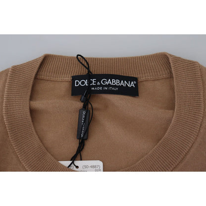 Dolce & Gabbana Beige Cashmere Crown Logo Pullover Sweater