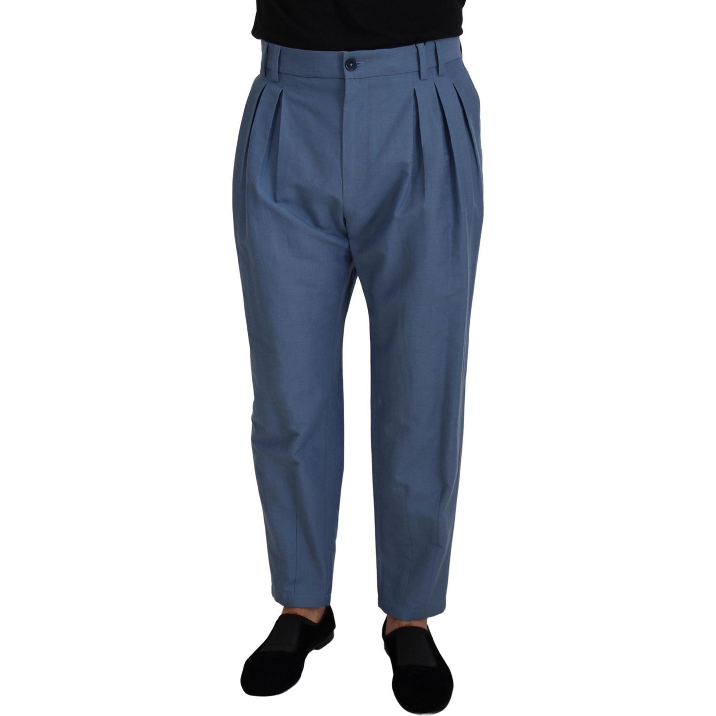 Dolce & Gabbana Blue Linen Chino Formal Pants