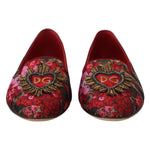 Dolce & Gabbana Multicolor Jacquard Sacred Heart Patch Slip On Shoes