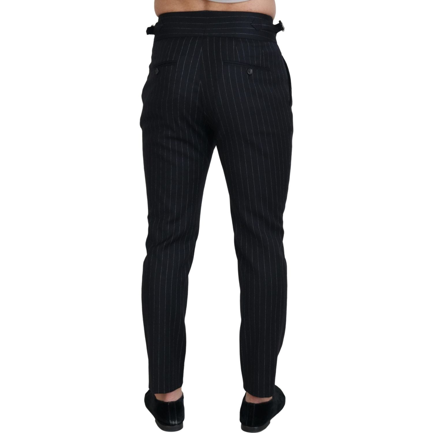 Dolce & Gabbana Black Wool Striped Chino Pants