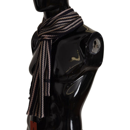 Missoni Multicolor Stripes Wool Knit Fringe Shawl Scarf