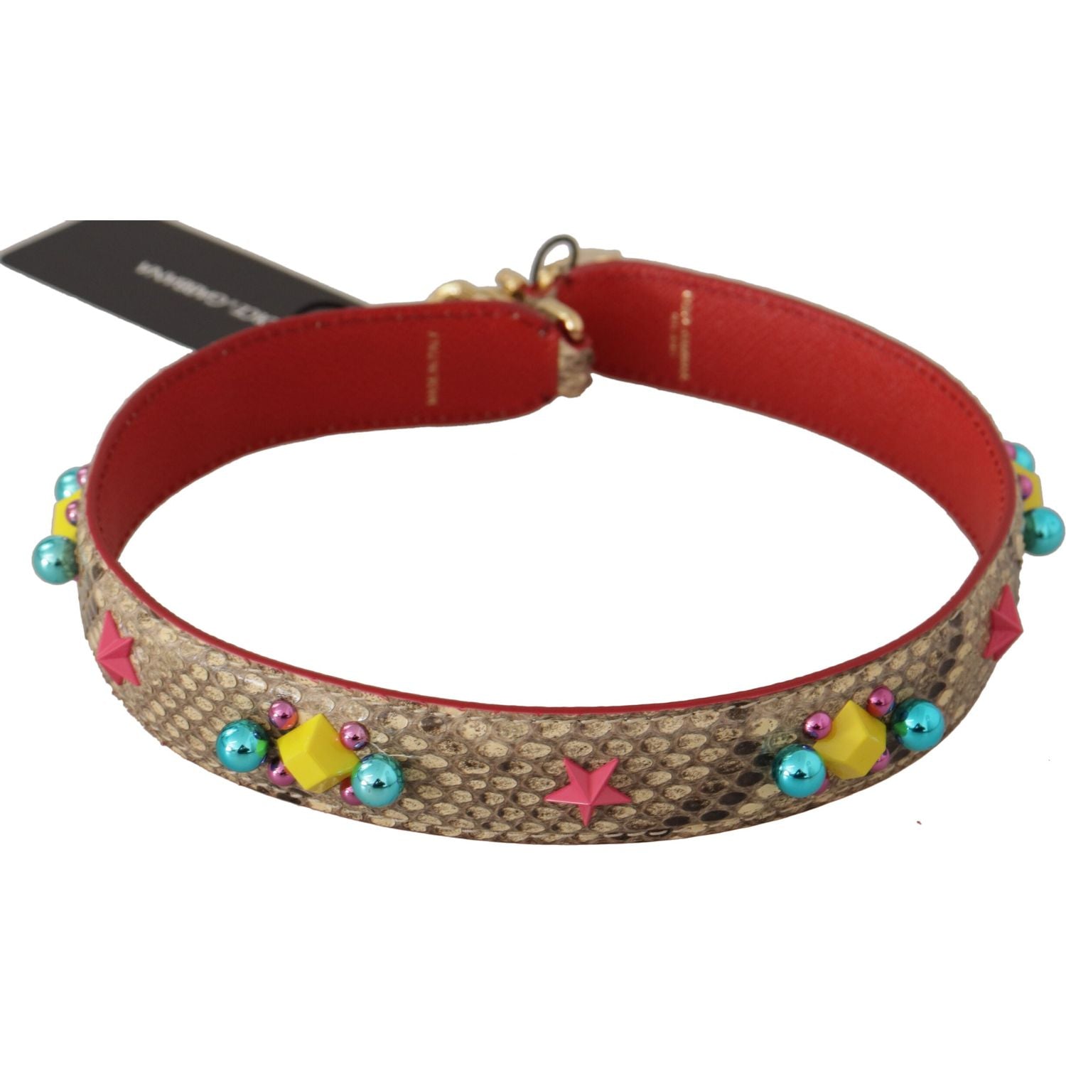 حزام حقيبة دولتشي آند غابانا من جلد الثعبان باللون البيج الرائع