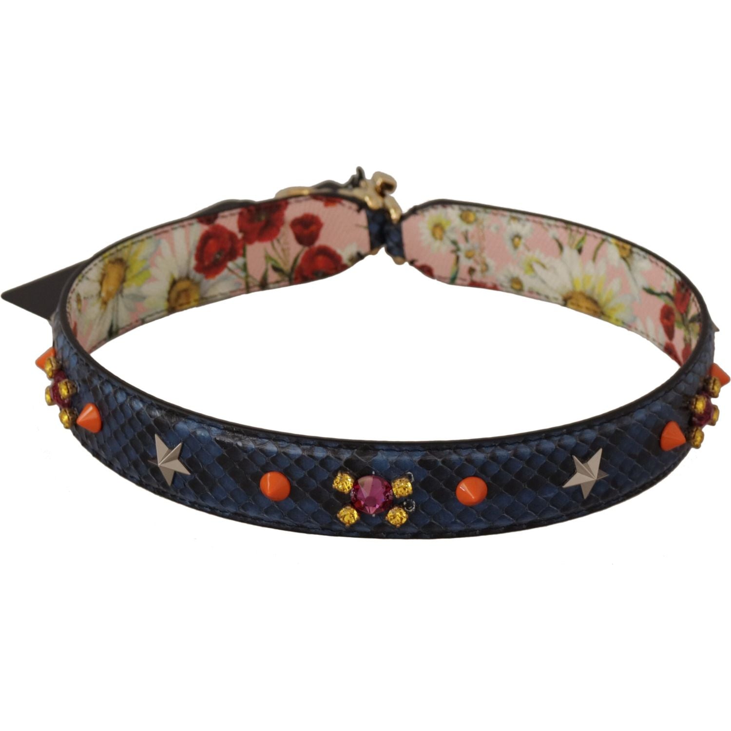 حزام حقيبة دولتشي آند غابانا الأنيق المصنوع من جلد الثعبان باللون الأزرق