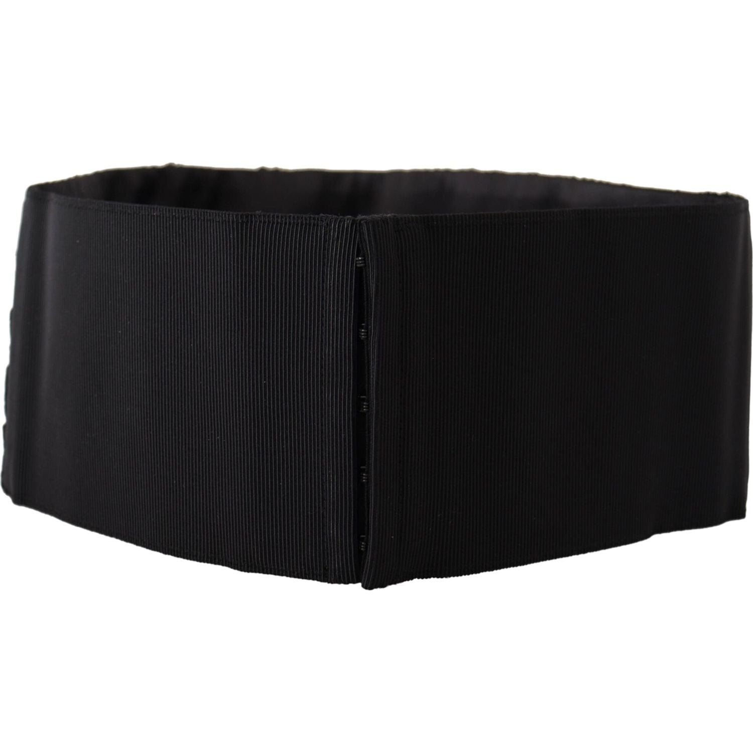 Dolce & Gabbana Black Silk Brass Crystal Embellished Waist Belt