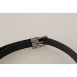 Dolce & Gabbana Elegant Black Canvas & Leather Belt Dolce & Gabbana Gray