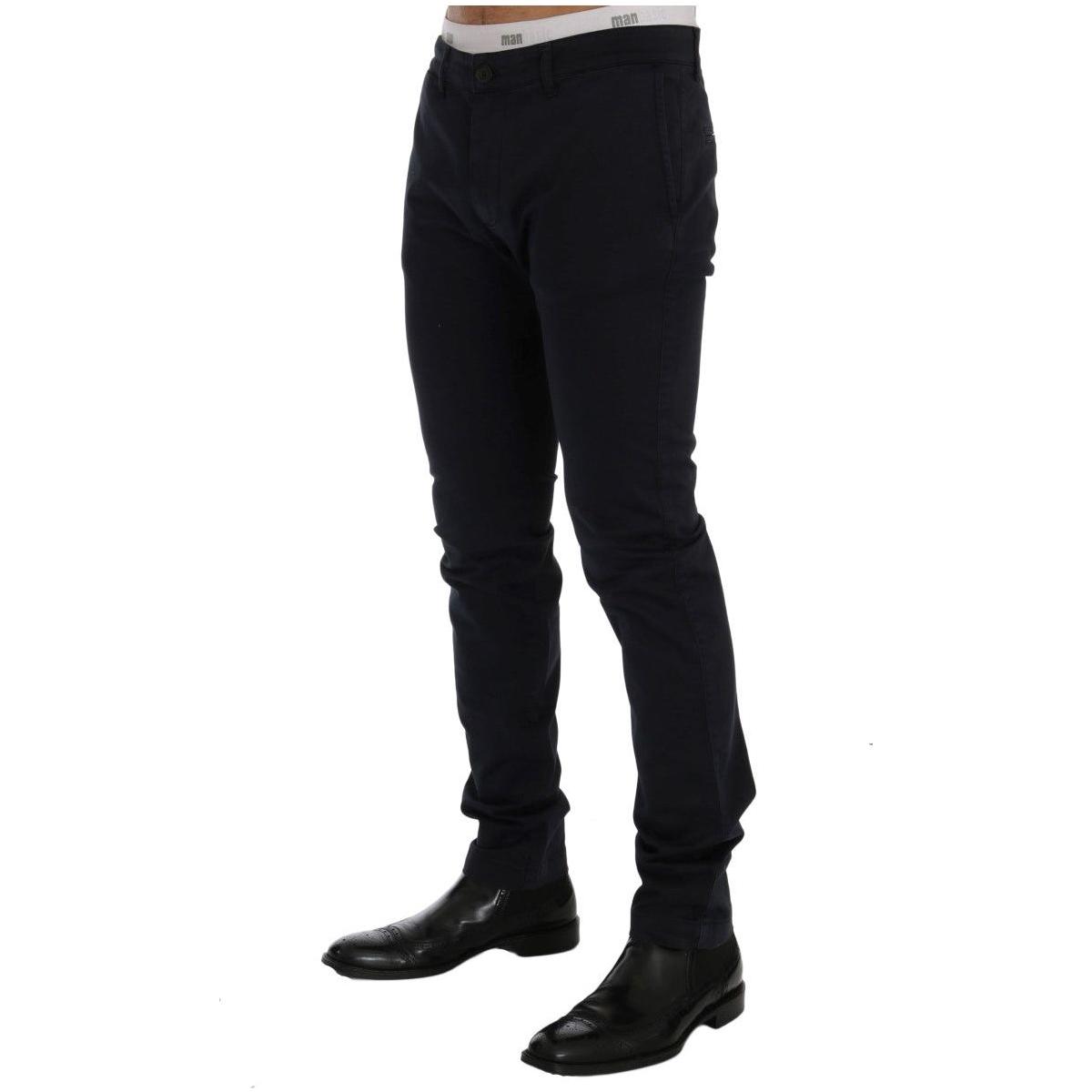 بنطال GF Ferre Chic Slim-Fit أزرق من القطن المطاطي