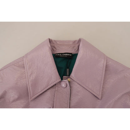 Dolce & Gabbana Purple Cotton Button Down Cropped Jacket