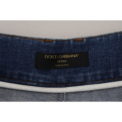 Dolce & Gabbana Blue High Waist Denim Cotton Stretch Jeans