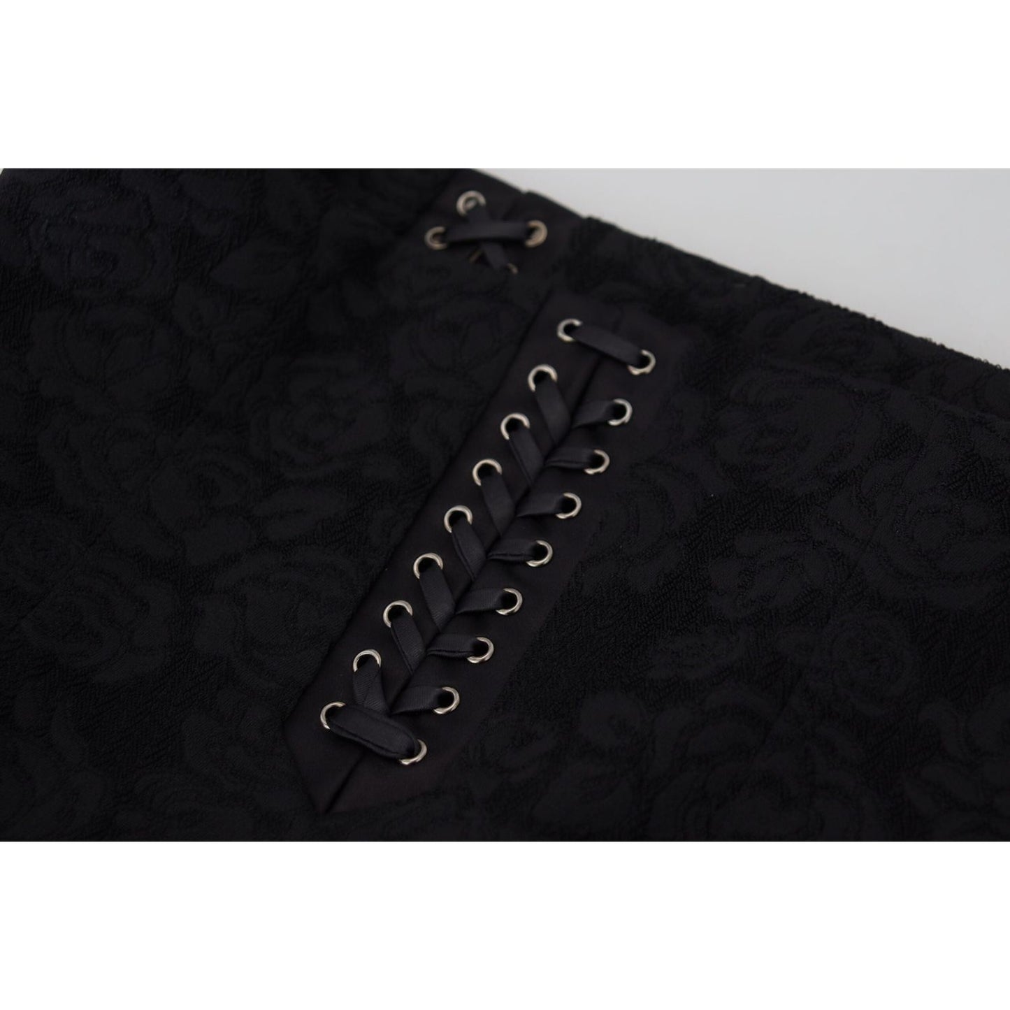 Dolce & Gabbana Black Brocade Mini Above Knee Pencil Skirt