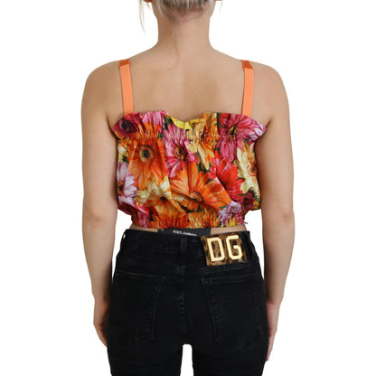 Dolce & Gabbana Blouse Cropped Floral Cotton Tank Top