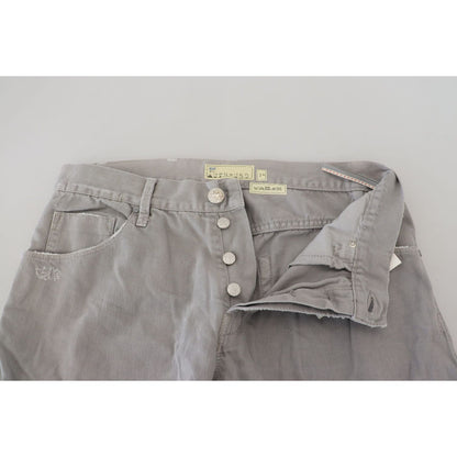 Acht Gray Cotton Straight Fit Folded Hem Casual Denim Jeans