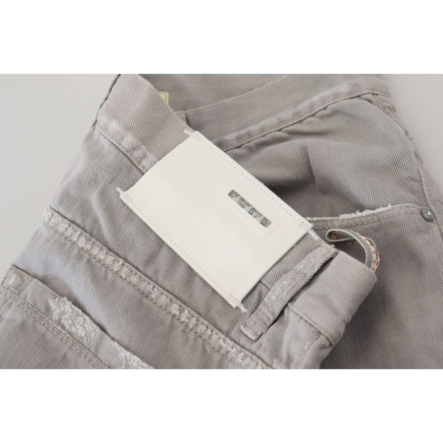 Acht Gray Cotton Straight Fit Folded Hem Casual Denim Jeans