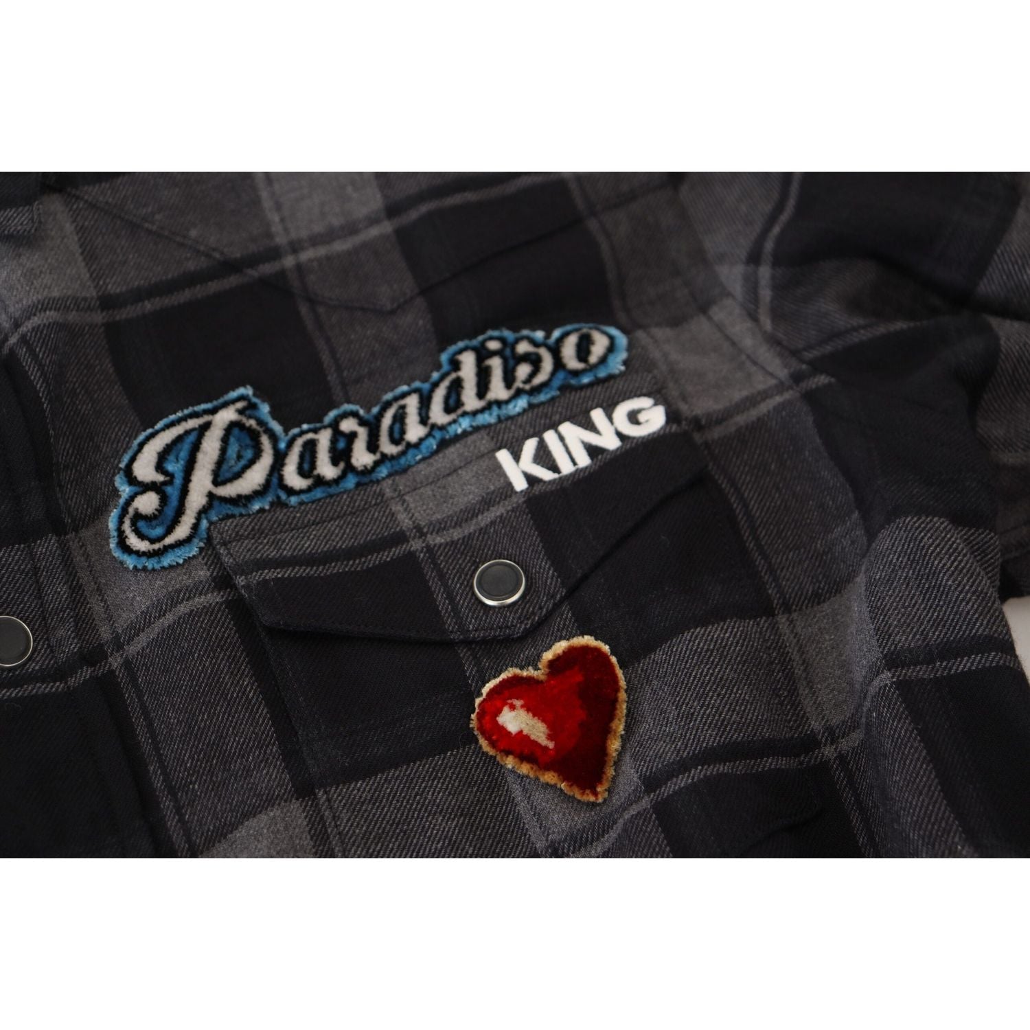 قميص دولتشي آند غابانا الأنيق باللونين الأسود والرمادي بأزرار