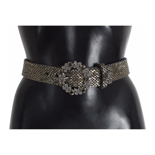 Dolce & Gabbana Multicolor Wide Crystal Buckle Sequined Belt