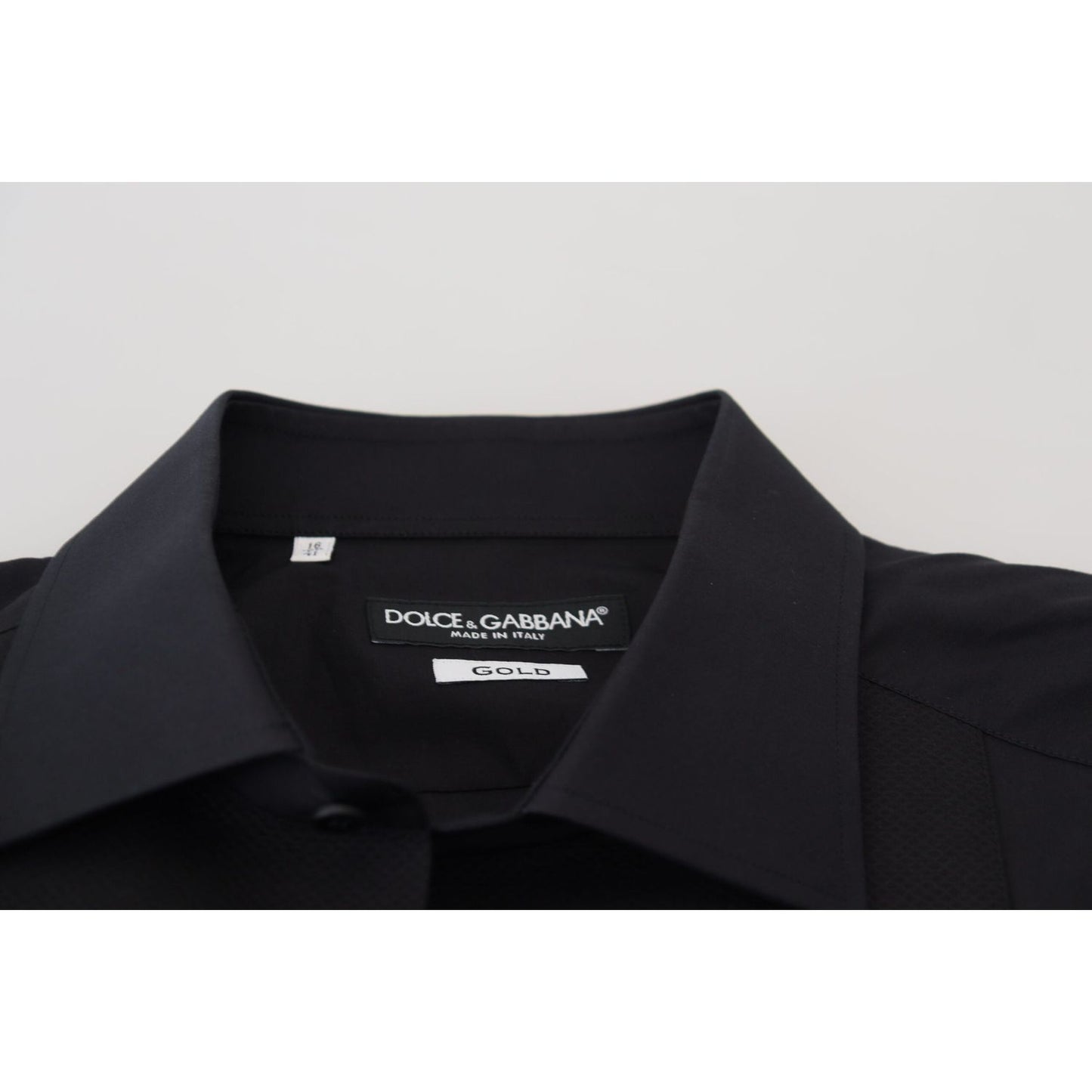 Dolce & Gabbana Black GOLD Cotton Collared Long Sleeve Shirt