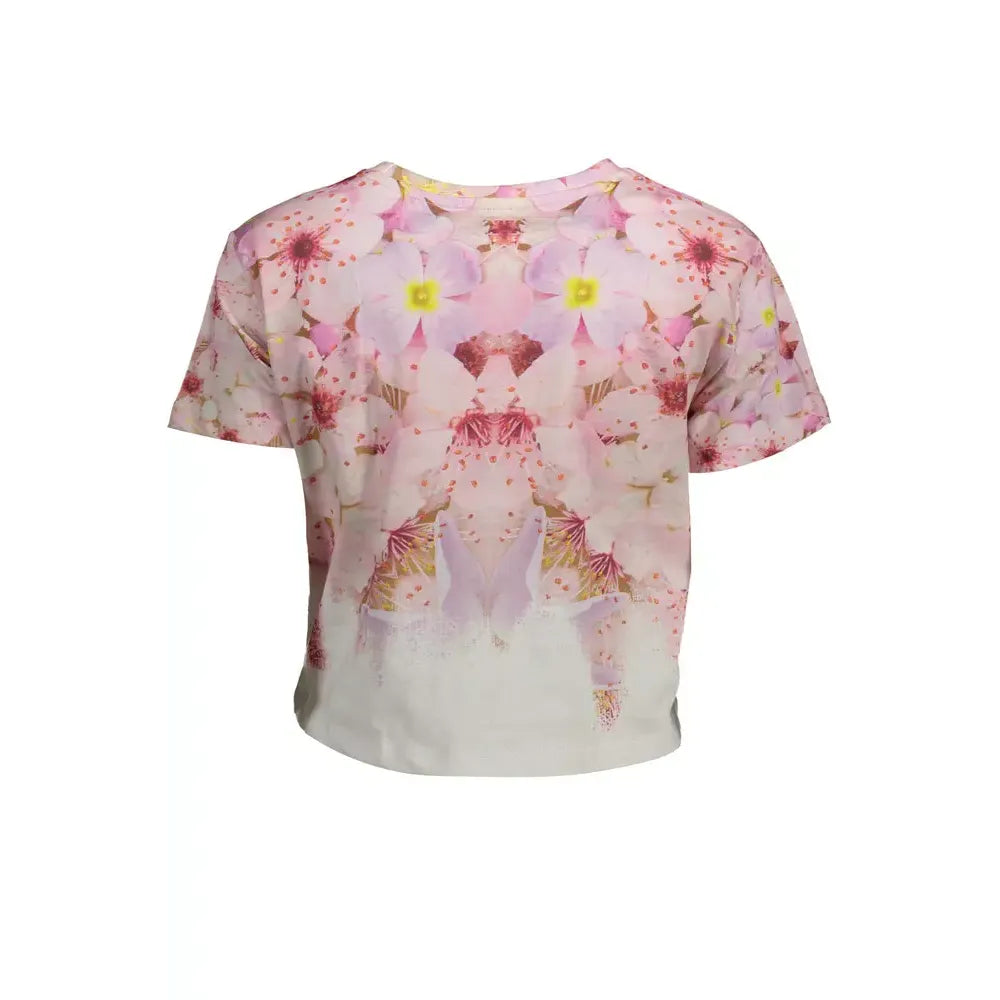 تي شيرت Desigual Chic Pink من القطن المطرز
