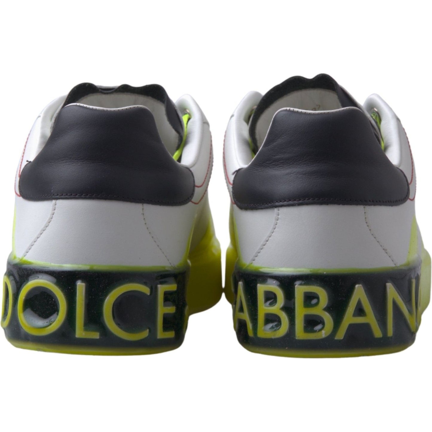 Dolce & Gabbana White Yellow Portofino Leather Sneakers Shoes