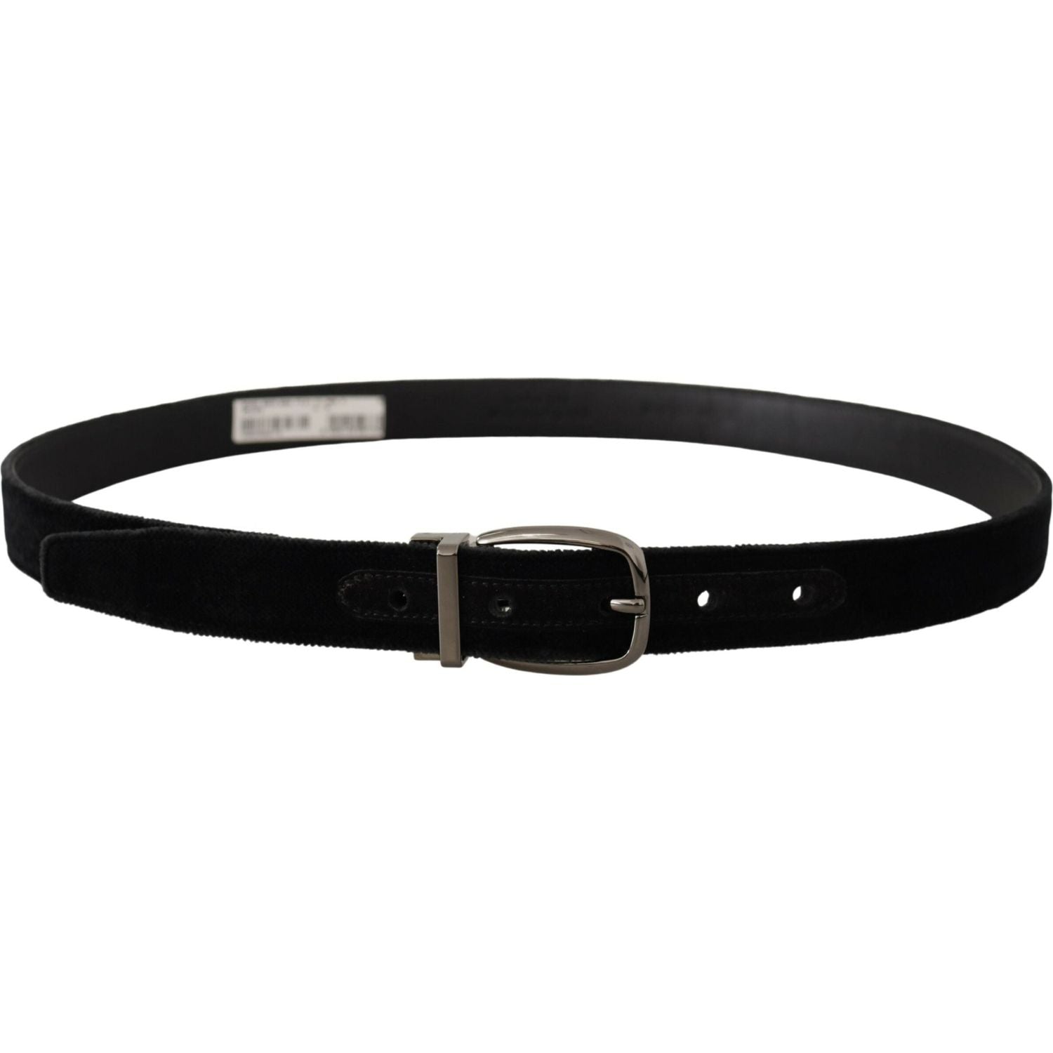 Dolce & Gabbana Black Velvet Classic Logo Engraved Metal Belt