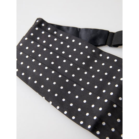 Dolce & Gabbana Black Silk Polka Waist Tuxedo Belt Cummerbund BEL9003-52