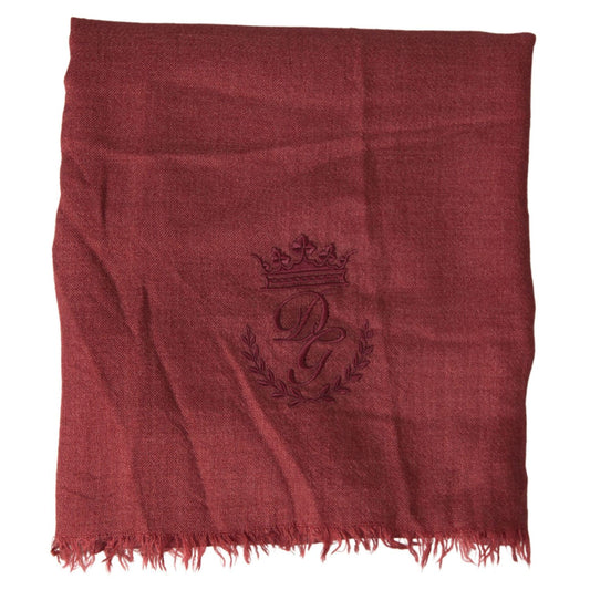 Dolce & Gabbana Maroon Cashmere Knit Wrap Shawl Fringe Scarf MS7059