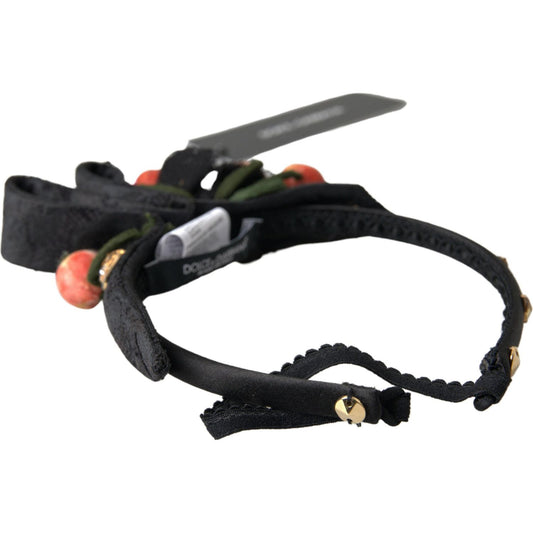 Dolce & Gabbana Black with multicolor Fig Fruit Crystal Tiara Diadem Headband