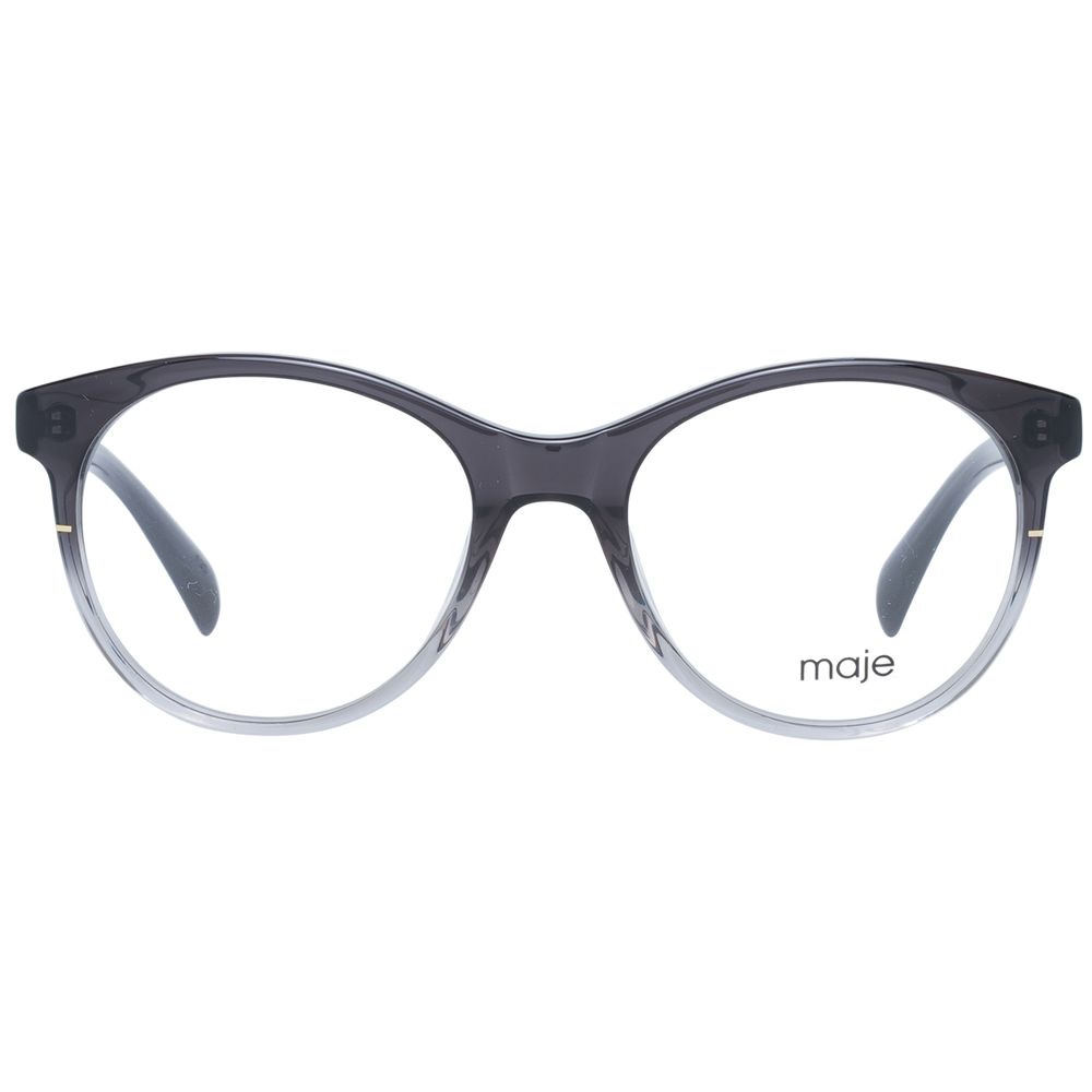 Maje Black Women Glasses Frame with plastic full-rim, round style, size 51-18-140, demo lenses, includes branded case.