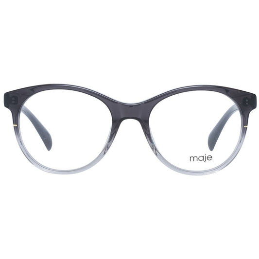 Maje Black Women Glasses Frame with plastic full-rim, round style, size 51-18-140, demo lenses, includes branded case.